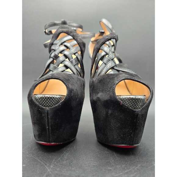Christian Louboutin Shoes 37 Carlota High Heel Strappy Red Sole Platform Pump - Picture 5 of 10